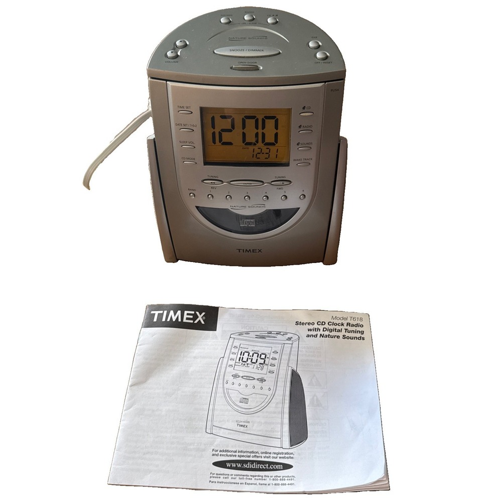 TIMEX Nature Sounds CD Clock Radio w/ Digital Tunning Model T618T TESTED & WORKS